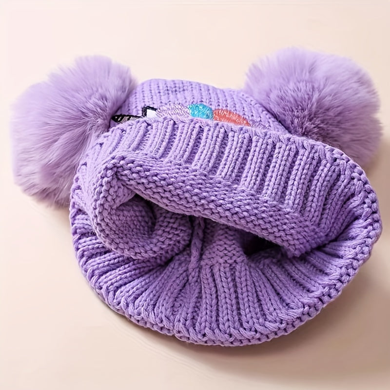 Lila Unicorn Hat for Children - Cozy and Warm with Pom Poms