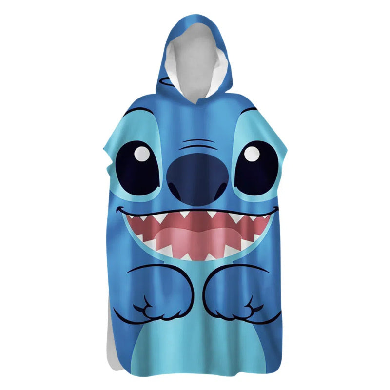Stitch Microfiber Bath Cape with Hood – Quick-Drying and Suitable for Indoor and Outdoor Use