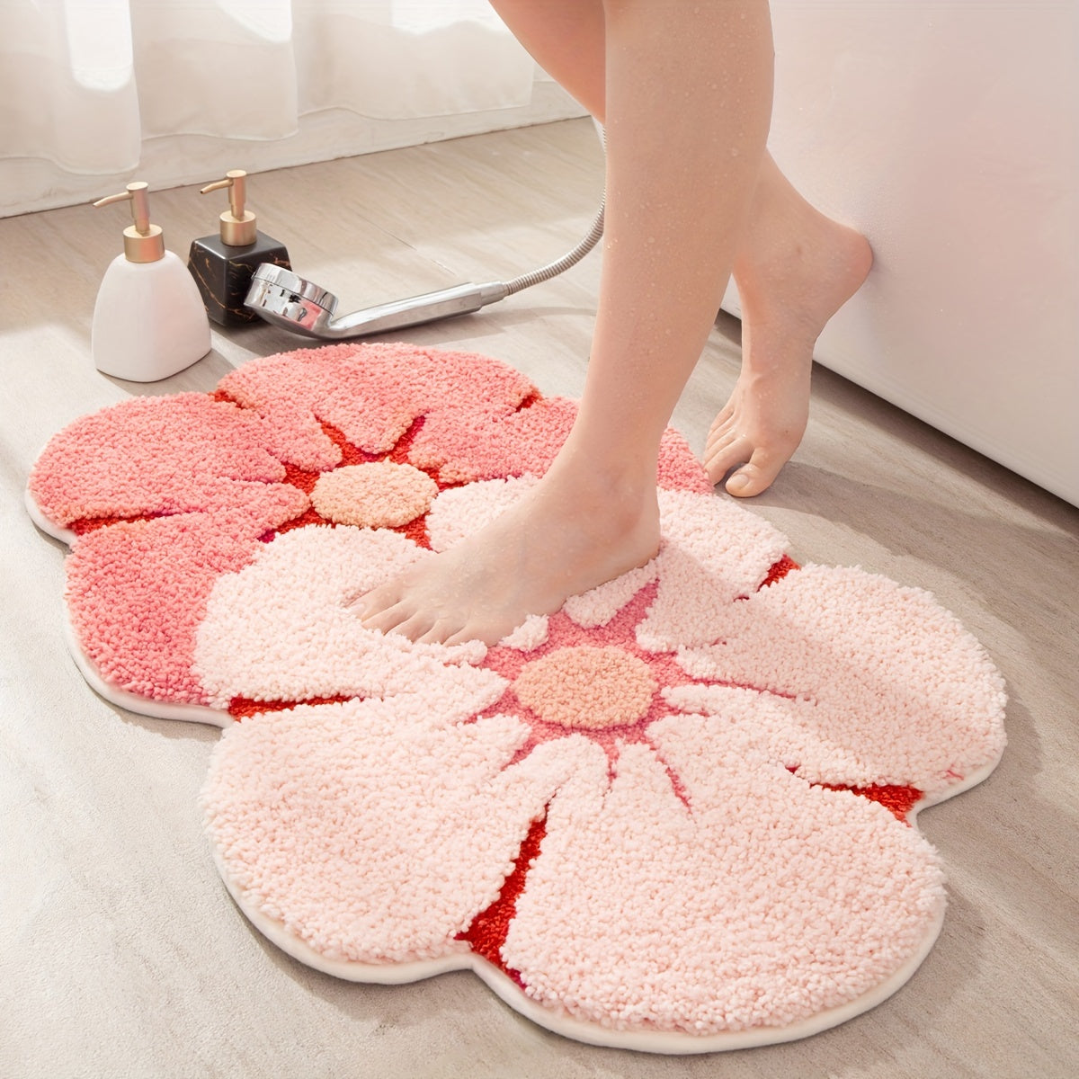 Fluffy Flower Bathroom Rug – Absorbent and Soft for Extra Comfort
