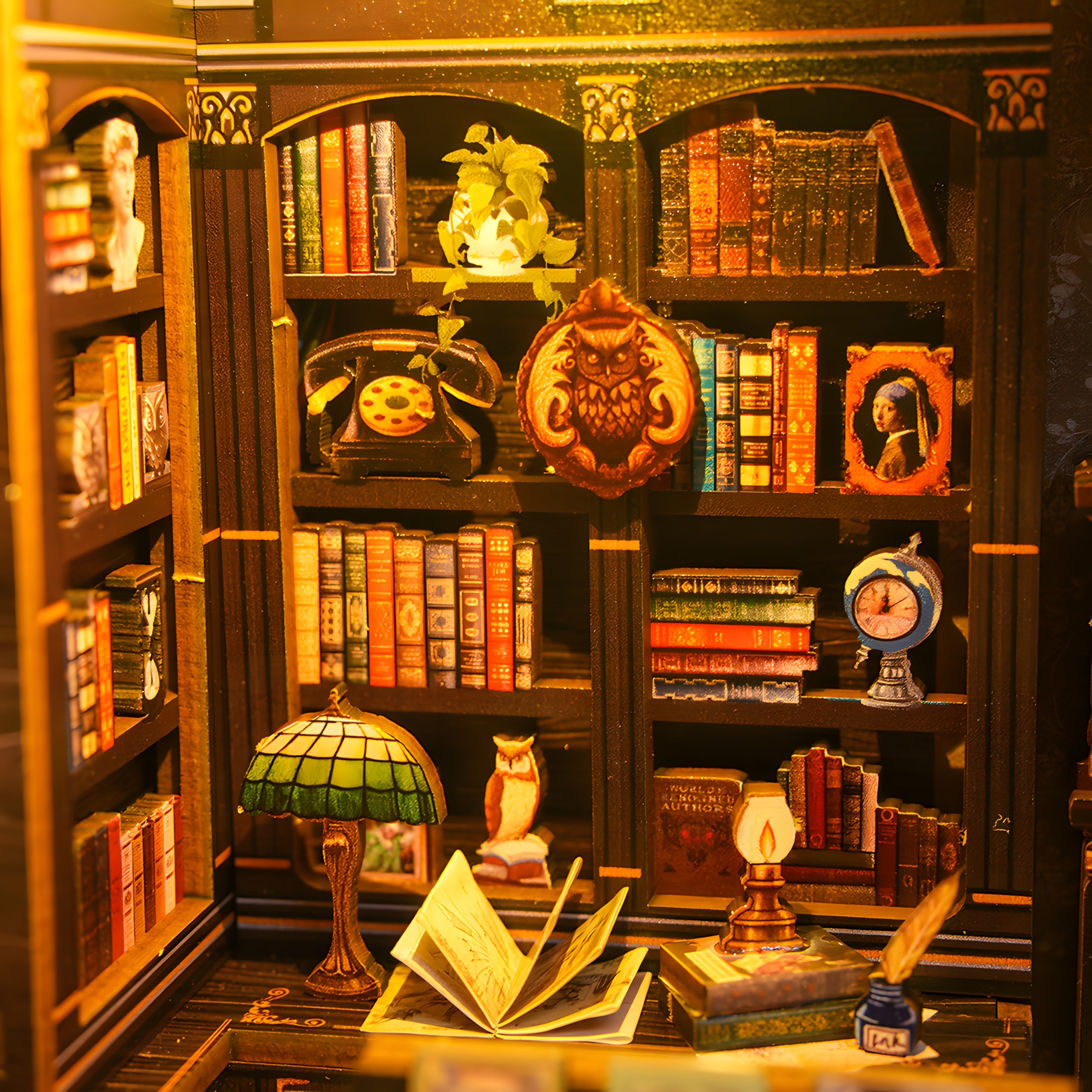 DIY Miniature Owl Bookstore – 3D Wooden Kit with Lighting for Creative Decoration