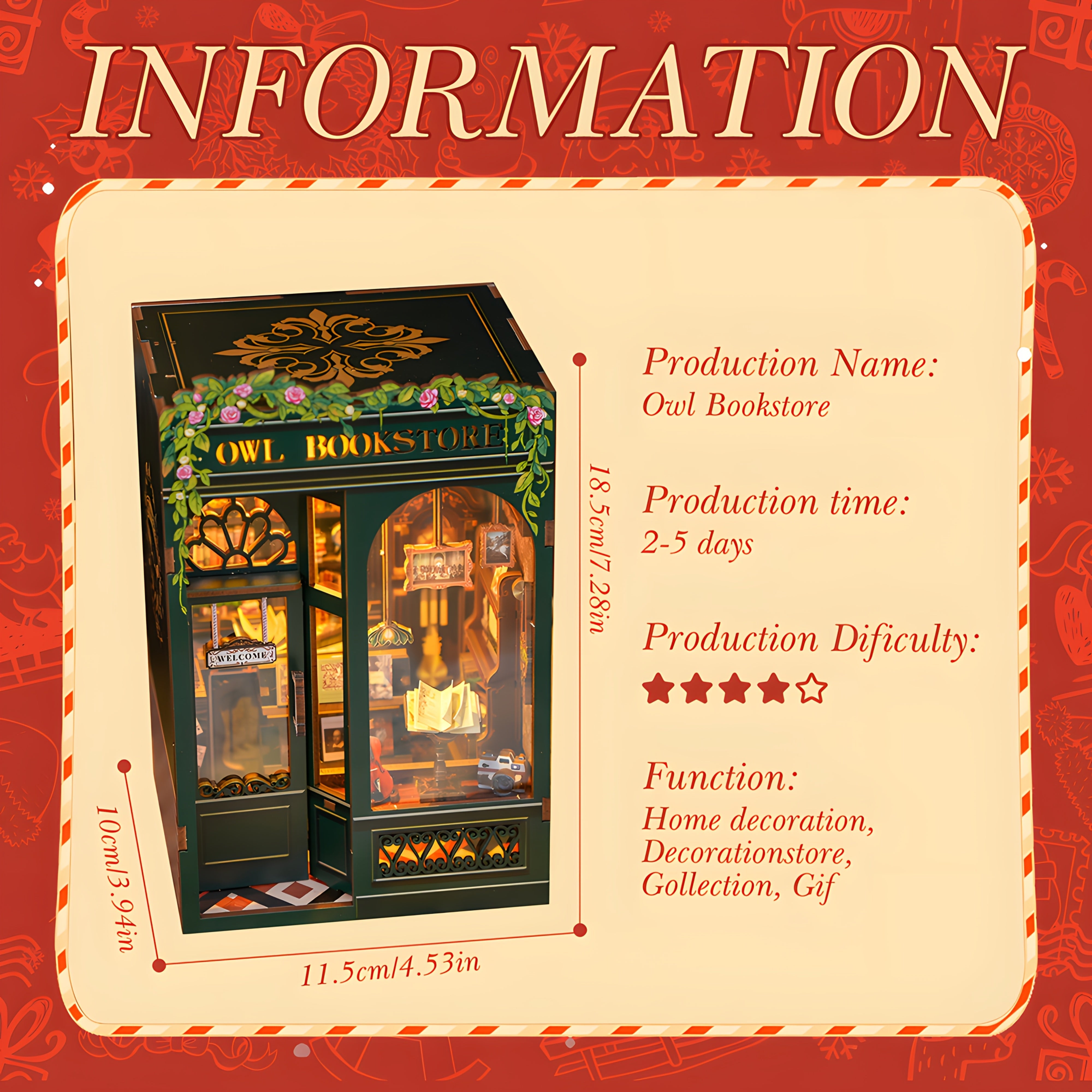 DIY Miniature Owl Bookstore – 3D Wooden Kit with Lighting for Creative Decoration