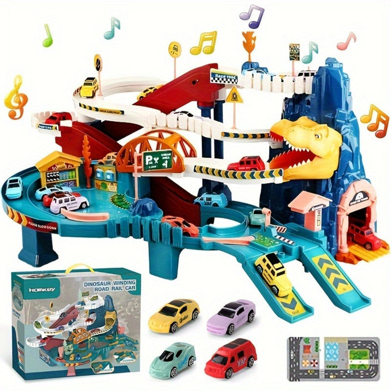 DinoRace Adventure Playset - Exciting Race Track with Dinosaur and Vehicles for Kids