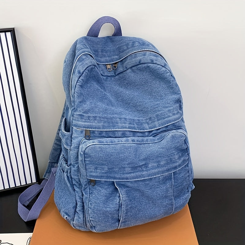 Denim Casual Backpack – Trendy and Versatile Bag for Men and Women