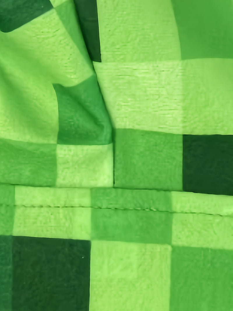 Minecraft Inspired Green Checkered Onesie for Kids – Perfect for Halloween and Parties