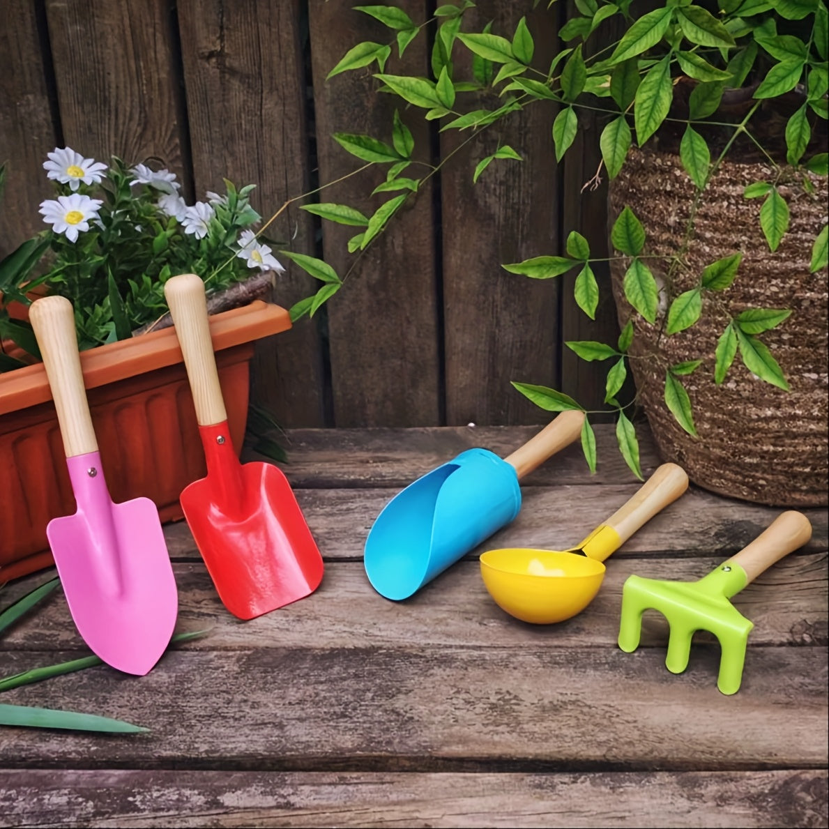 Colorful Kids Garden and Sand Tool Set – Outdoor and Garden Toy Set