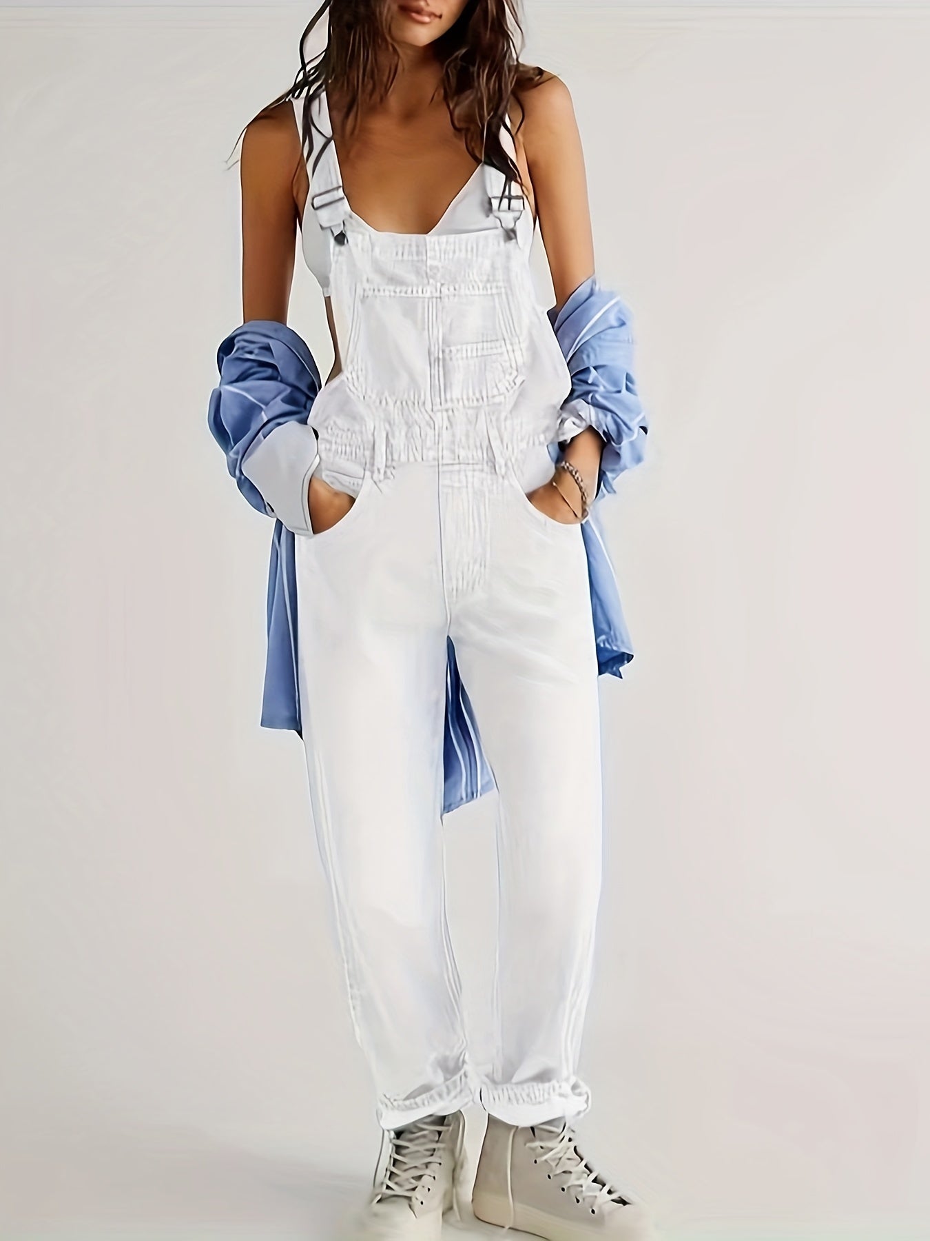 Trendy Denim Women's Jumpsuit – Casual and Stylish for Spring, Summer, and Autumn