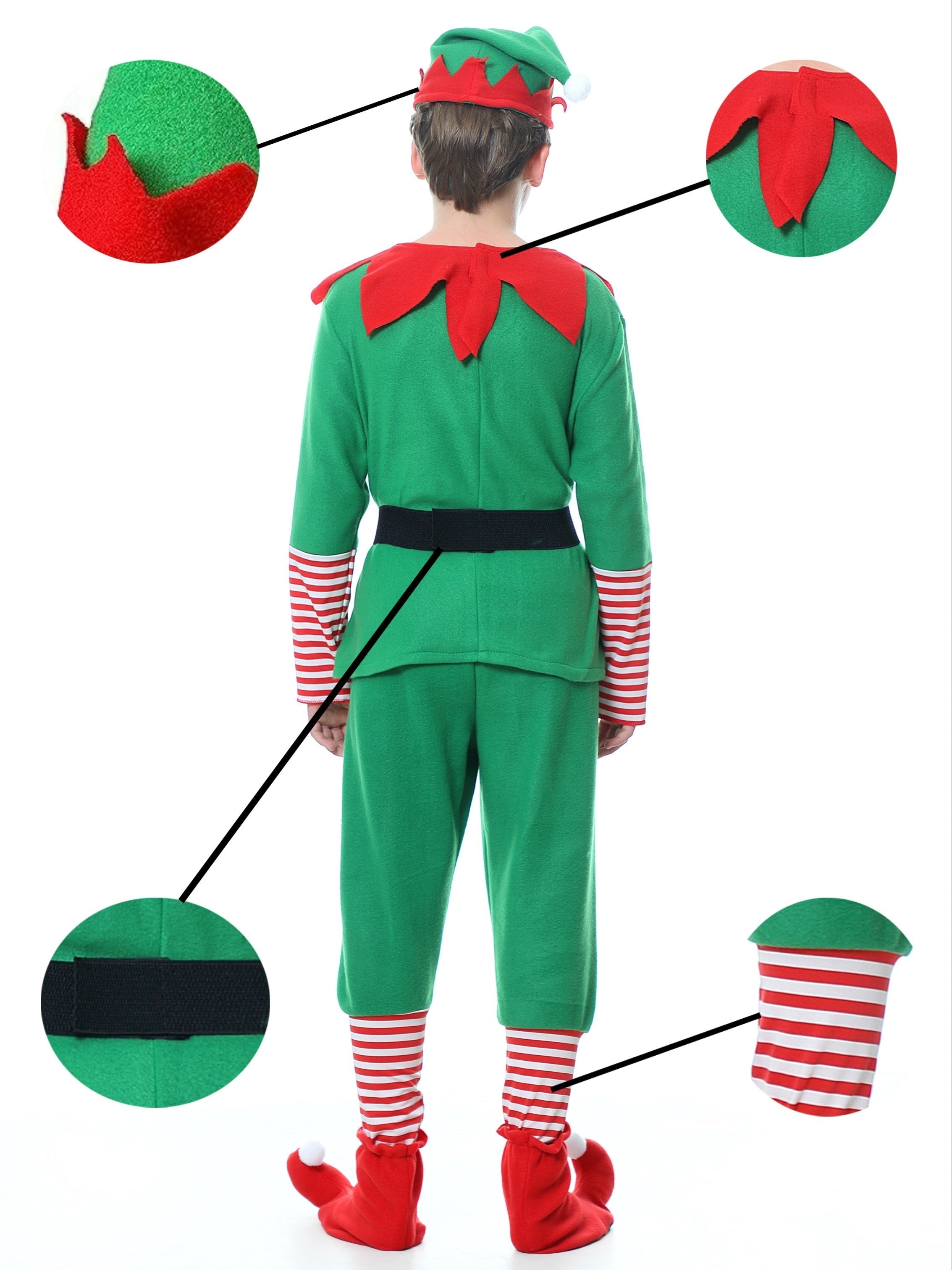 Funny Christmas Elf Outfit for Kids - Complete with Hat, Top, Pants, and Shoe Covers