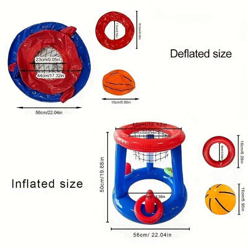 Inflatable Pool Basketball Set – Hoop, Ball and Rings Included