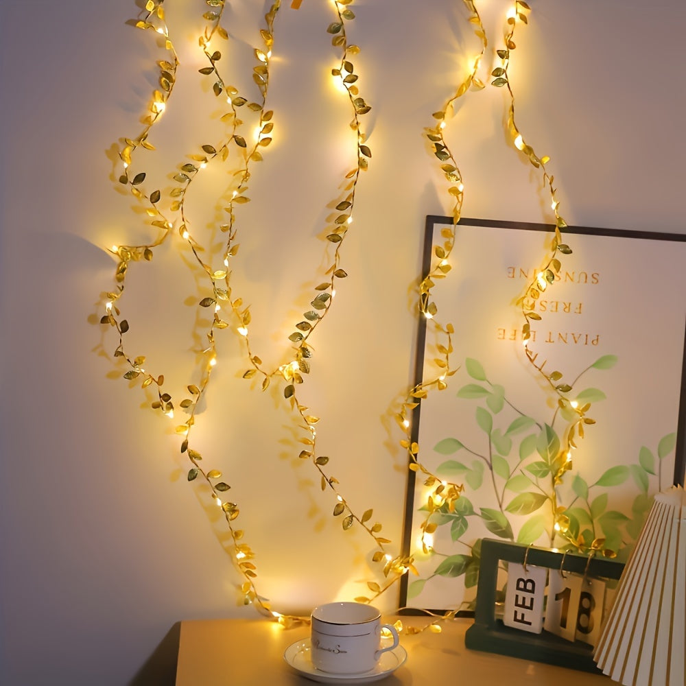 Golden Leaves Fairy Lights - Elegant Lighting for Table Settings and Parties