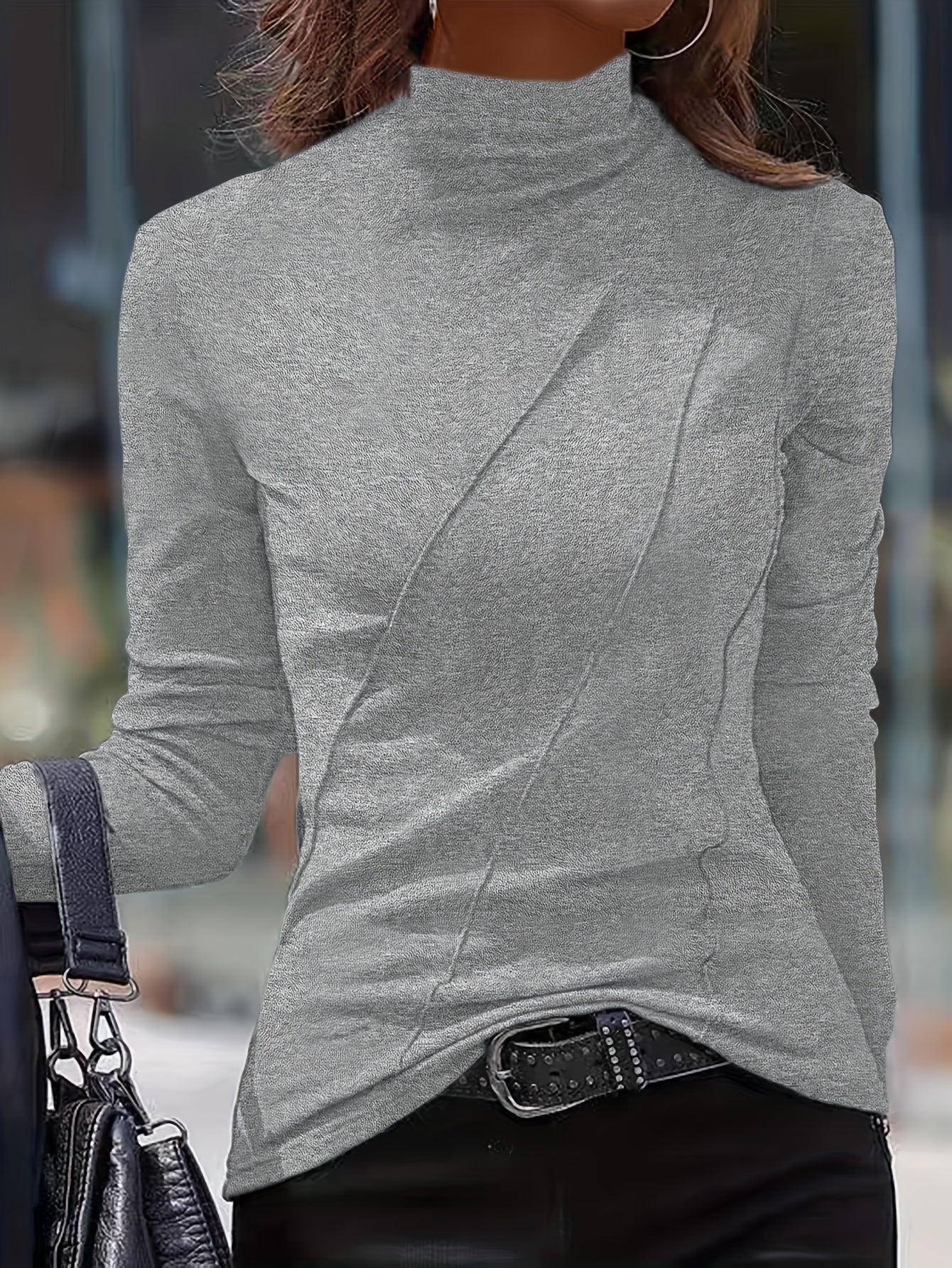Geometric Shirt with High Neck – Elegant and Comfortable Choice for Every Day