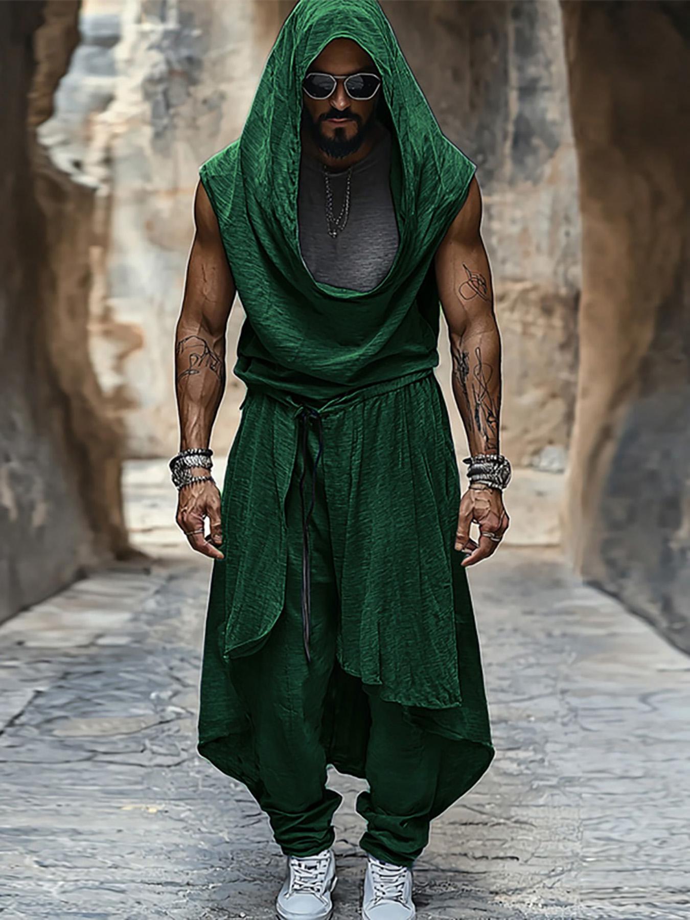 Cool Mid-Length Men's Set – Sleeveless Vest and Baggy Pants