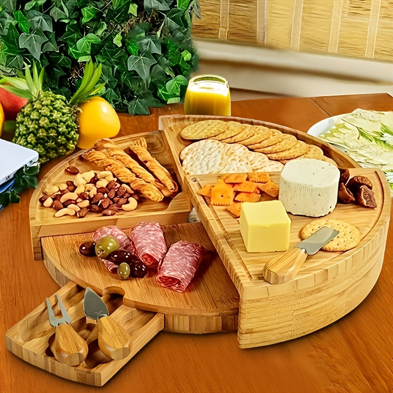Bamboo Delights Cheese and Snack Board Set – Original and Practical for Cozy Moments