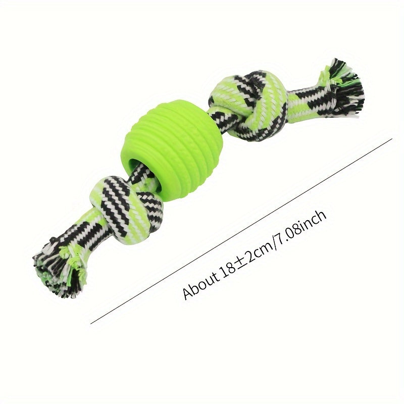 Interactive Dog Chew Toy – With Colorful Knots and Rubber Ball