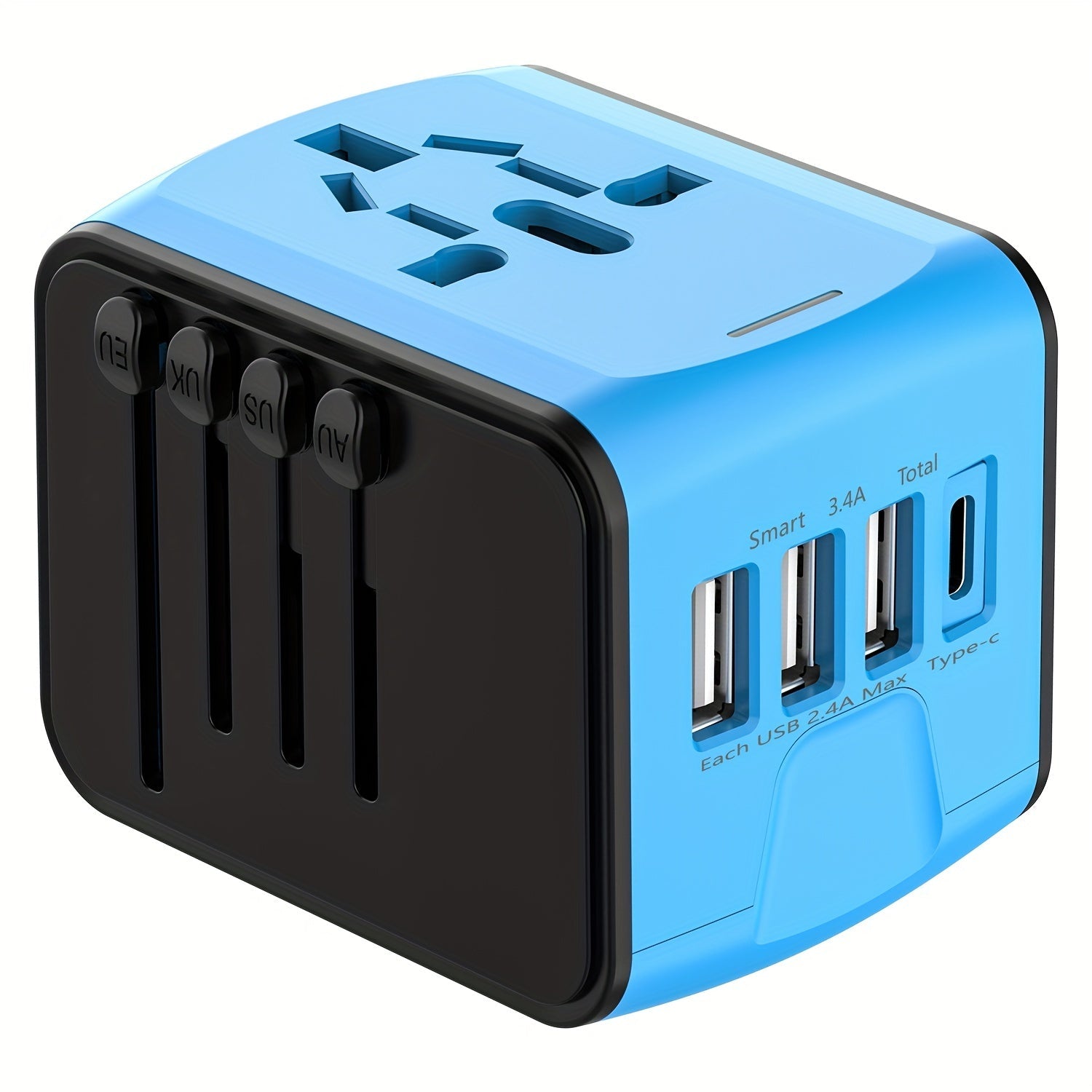 Travel Adapter with 4 USB Ports and Type-C – Global Charger with Fast Charging and Safety Features