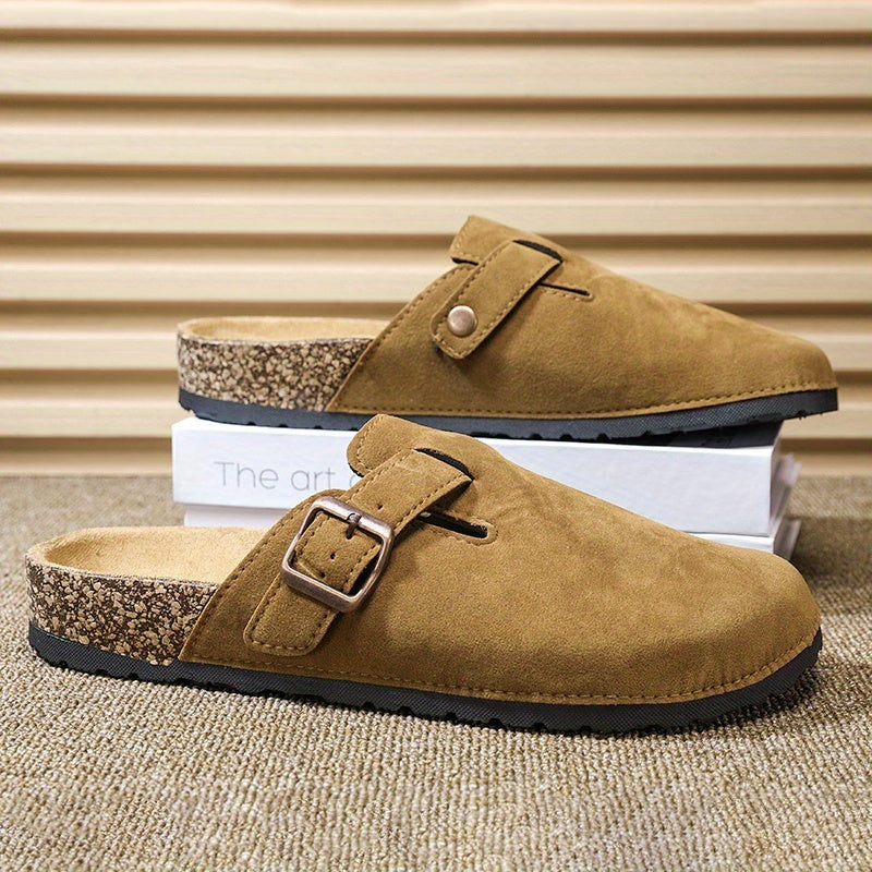 Unisex Slip-on Faux Suede Mules – Lightweight and Comfortable with Cork Sole