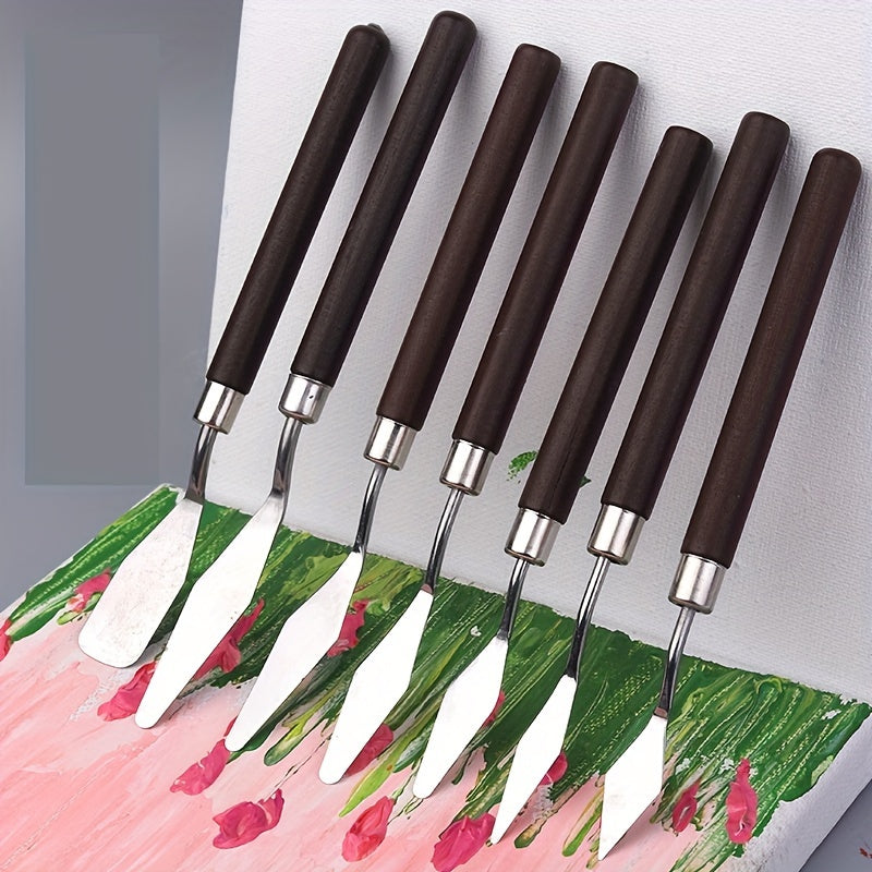 7-Piece Stainless Steel Palette Knife Set – For Painting and Mixing Colors