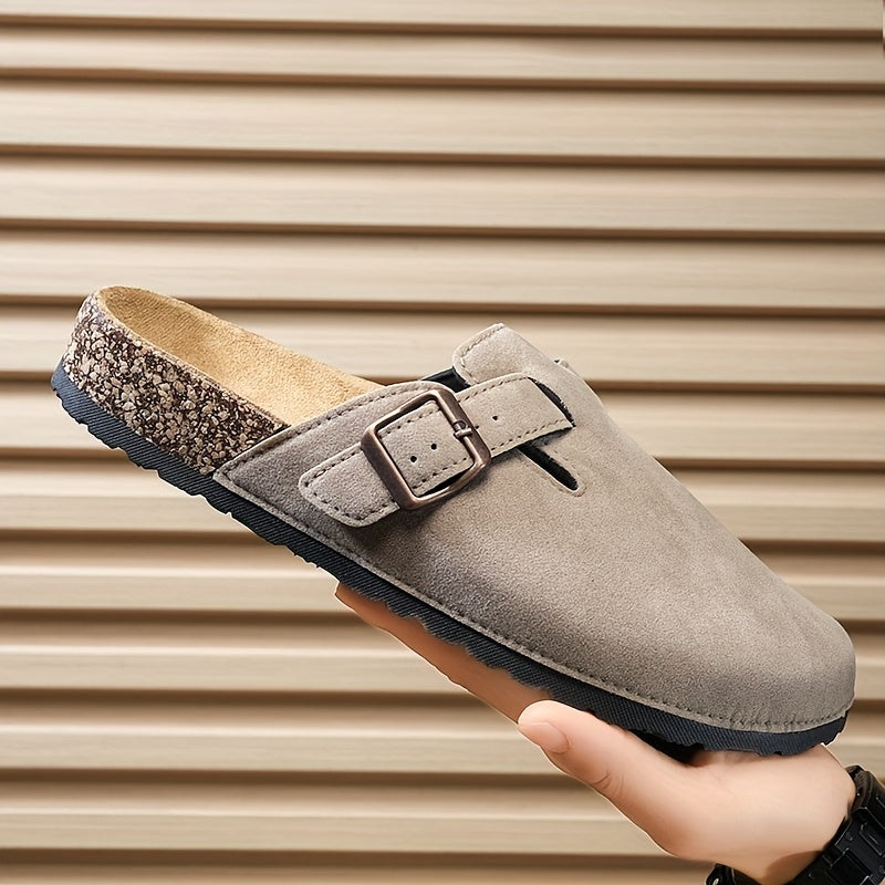 Unisex Slip-on Faux Suede Mules – Lightweight and Comfortable with Cork Sole