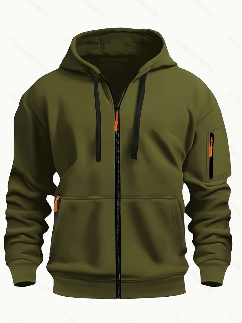 Men's zip-up hoodie with hood – Casual outdoor sweatshirt