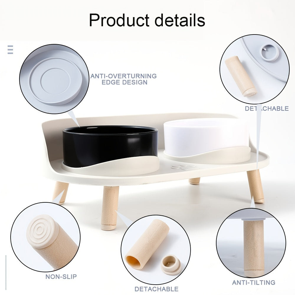 Elevated Double Pet Bowl – Comfortable and Healthy Eating for Cats and Dogs