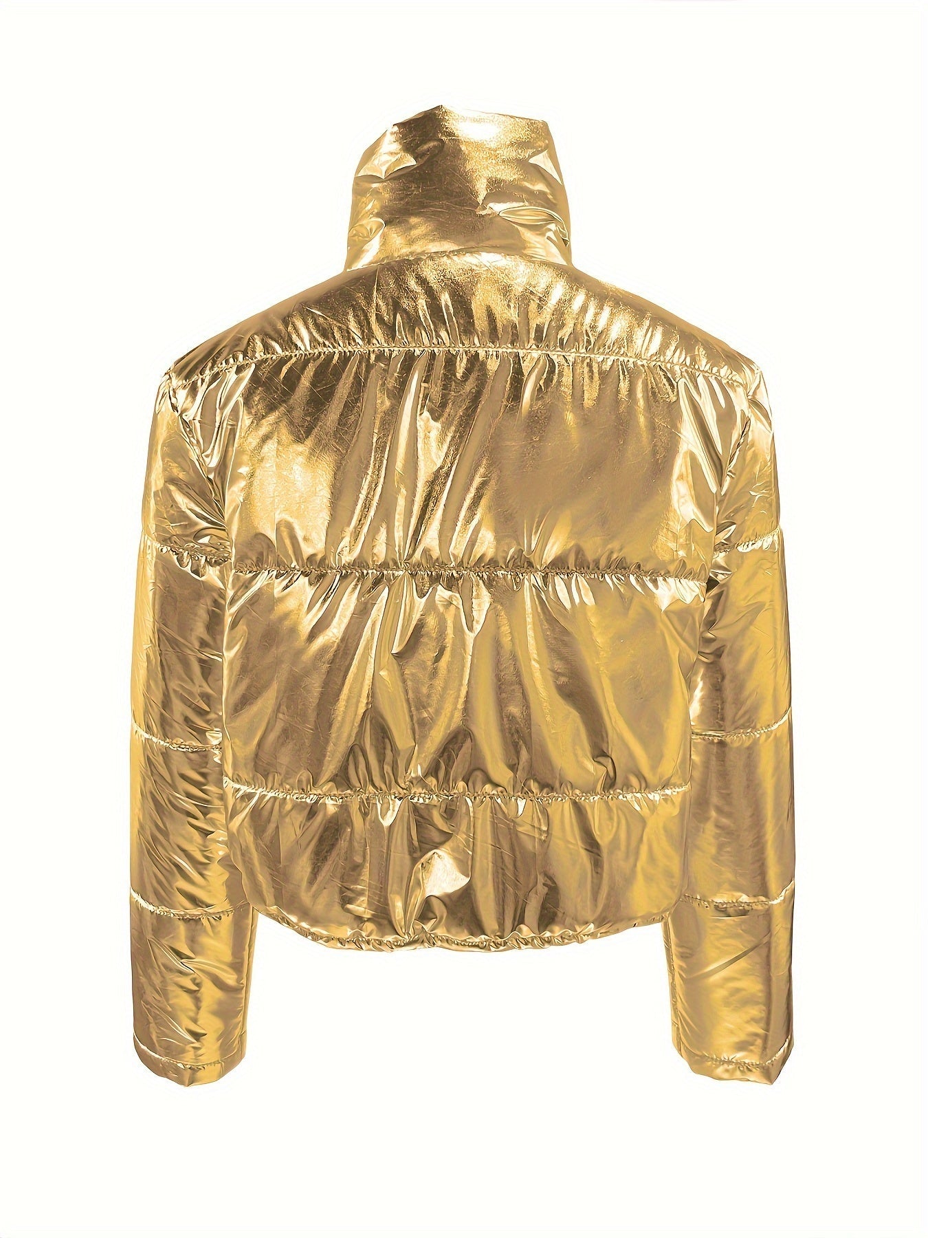 Shiny Short Jacket with Zipper - Warm and Stylish Winter Jacket for Women