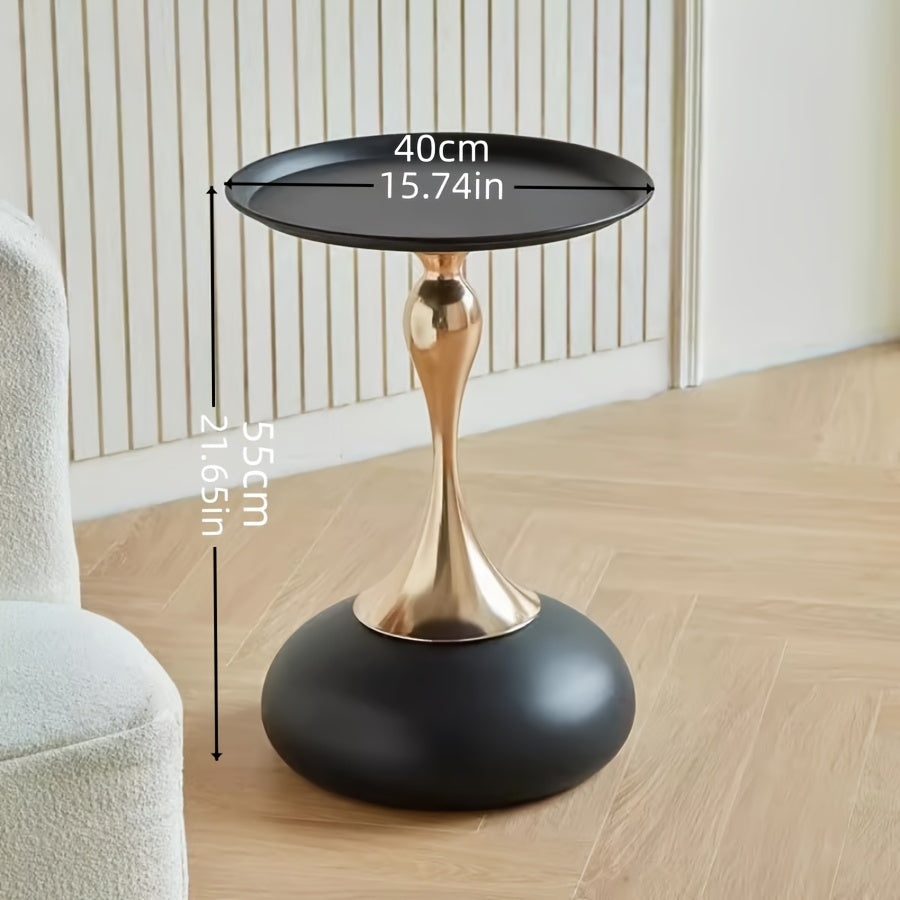 Ningqin Gold-White Side Table – Compact and Chic Design
