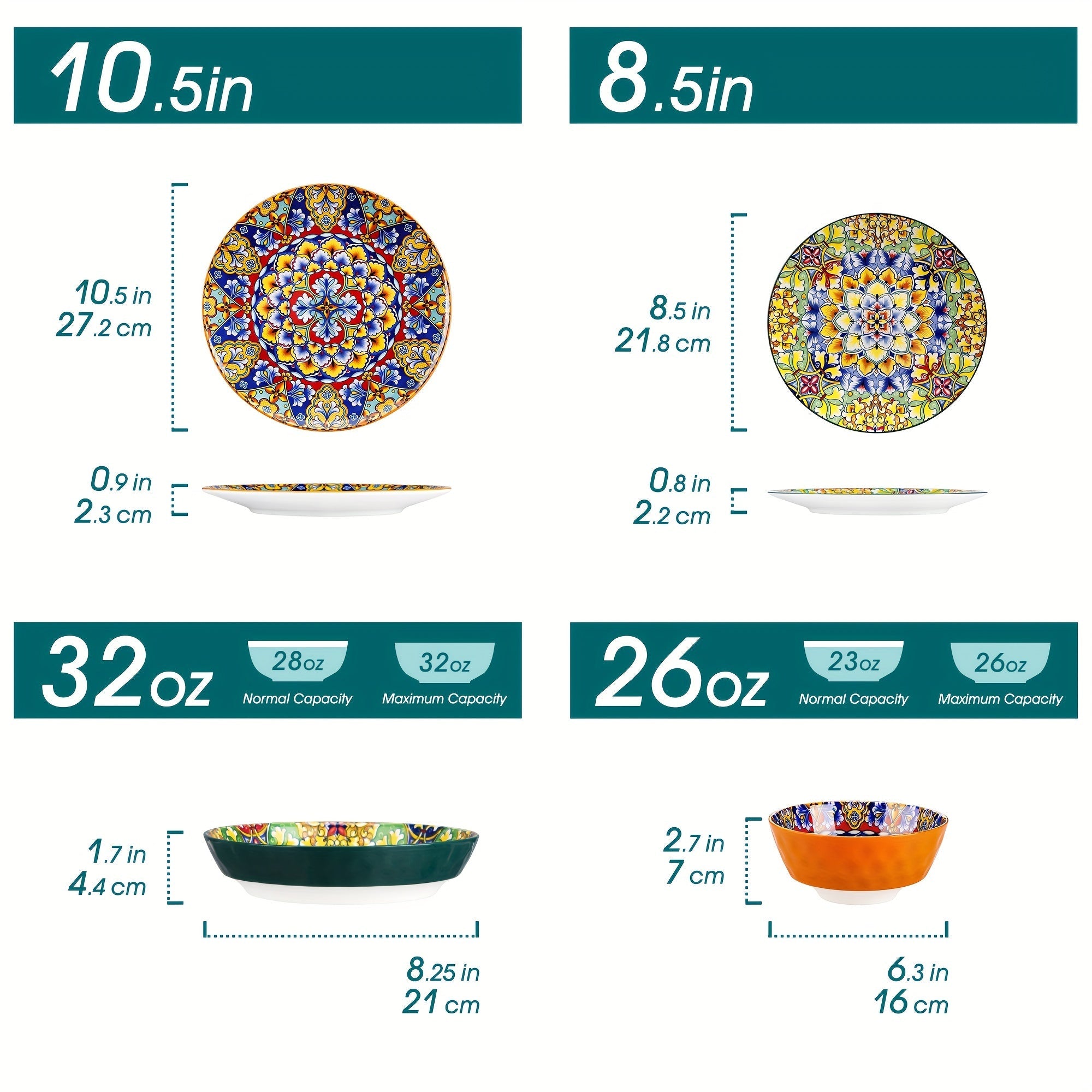 24-Piece Dinner Set – Stoneware in Bohemian Style