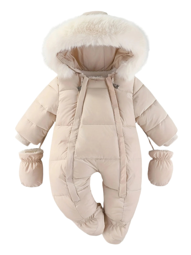 Frosty Baby Romper – Luxe Winter Jumpsuit with Hood for the Colder Months