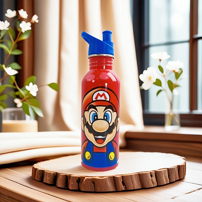 Super Mario Water Bottle - Stainless Steel Drink Bottle with Cap for Kids