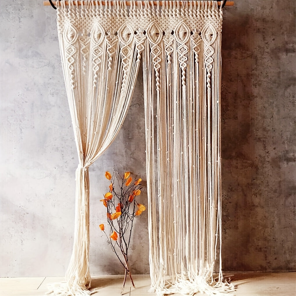 Boho Macramé Curtain – Decorative and Practical Room Divider