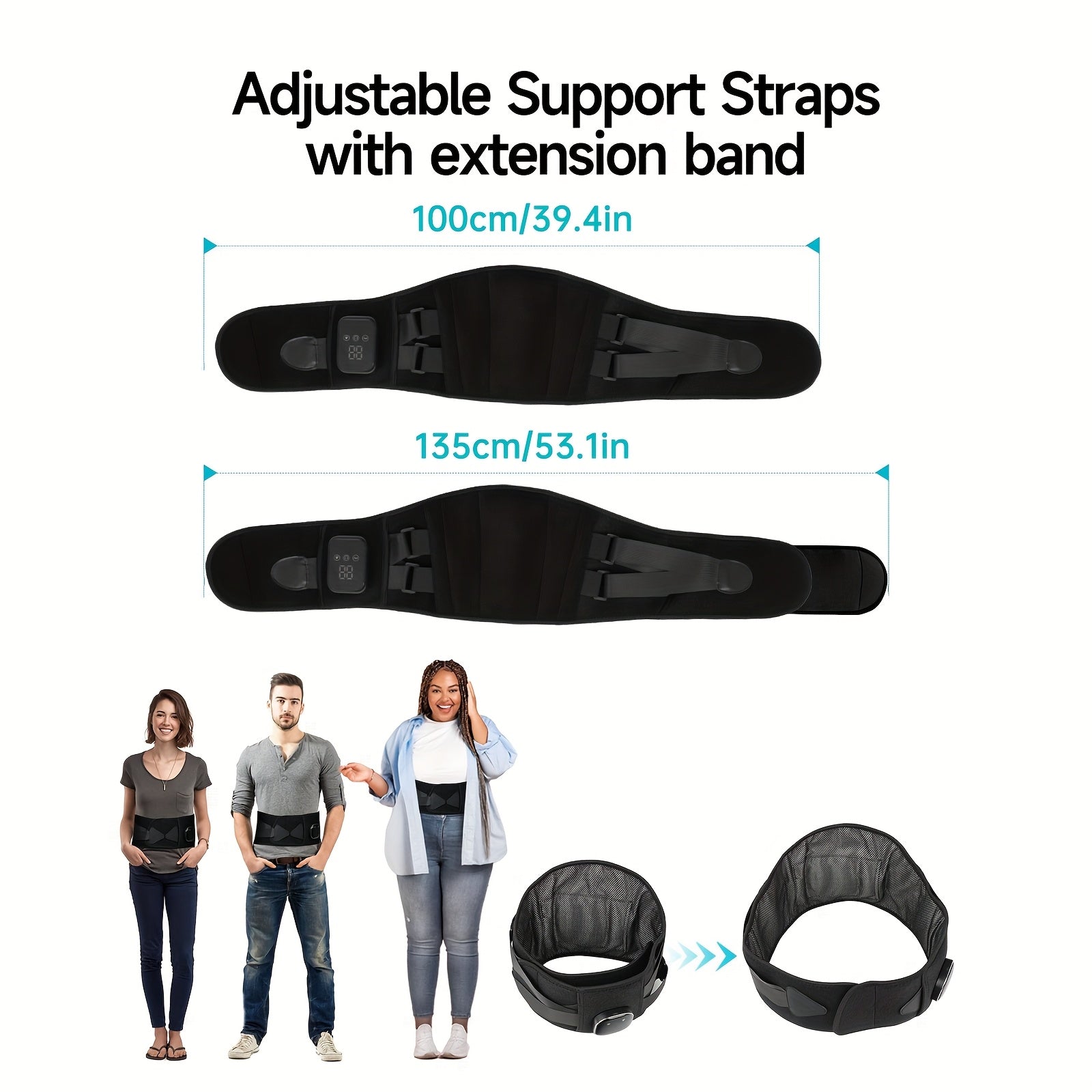 Wireless Heated Massage Belt for Back and Waist – 3 Adjustable Heat and Vibration Modes for Maximum Relaxation