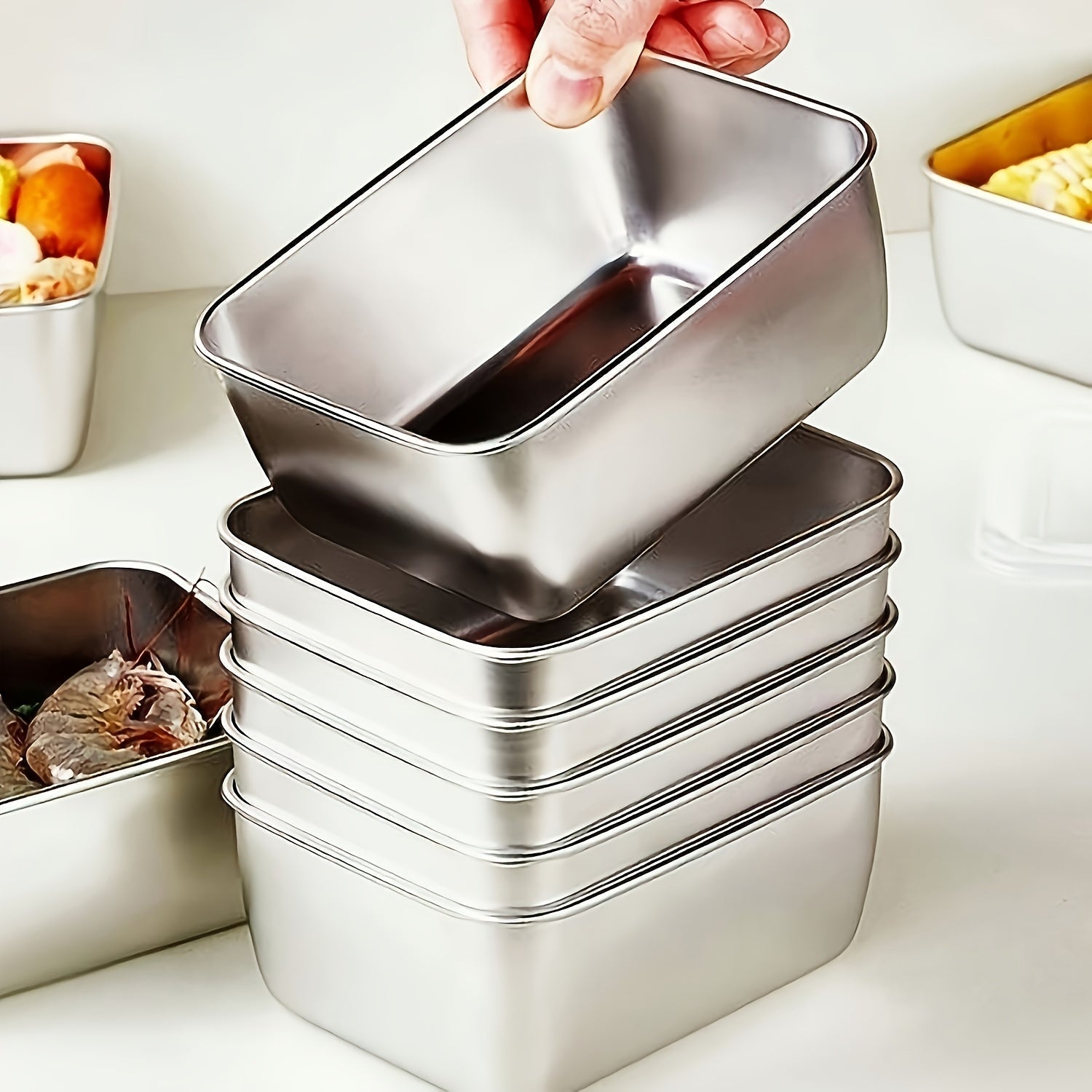 7-Piece Stainless Steel Food Storage Set – Leak-Proof and Stackable Containers for Home or Outdoor