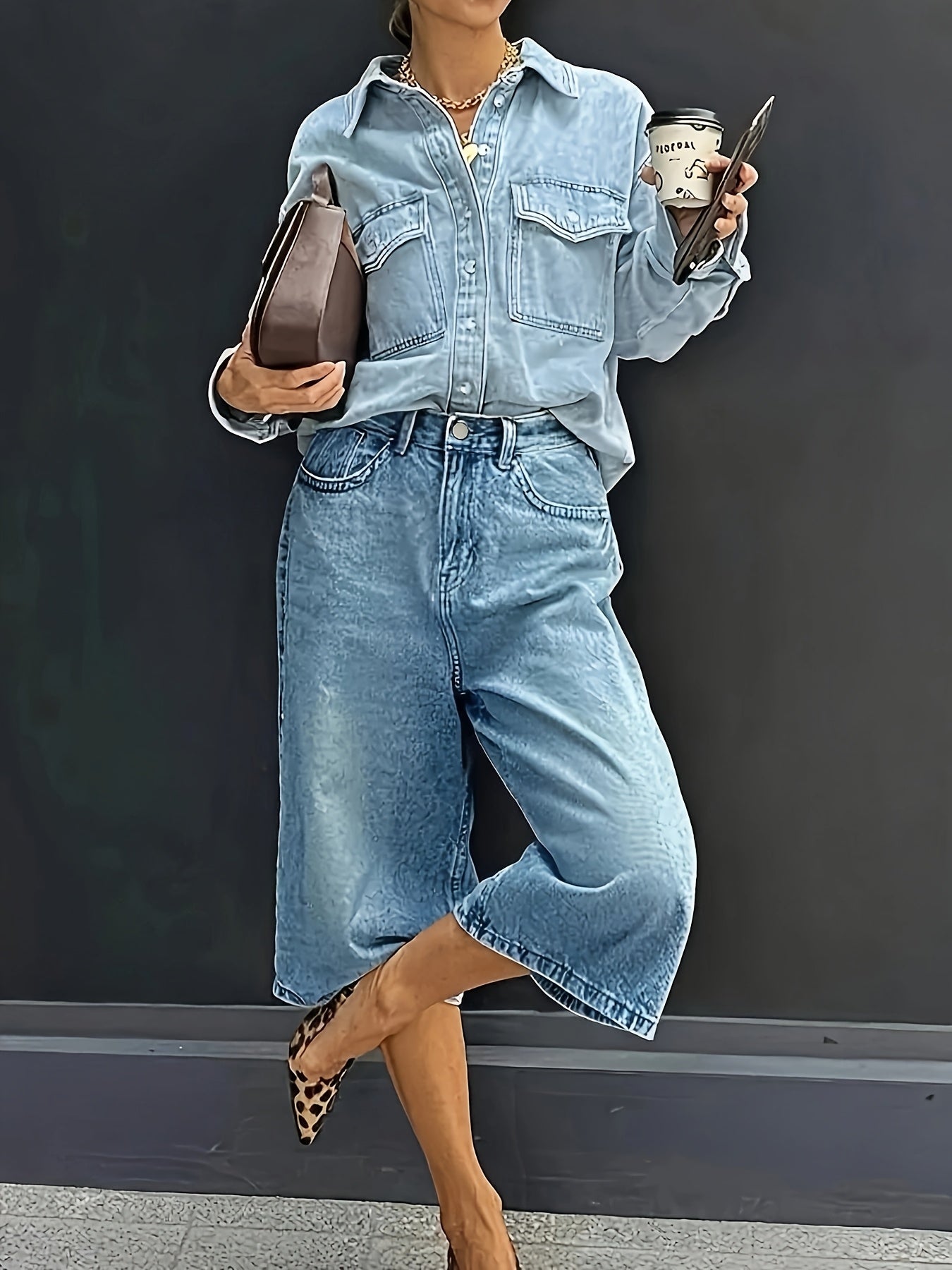 Plus Size High-Waisted Stretch Denim Shorts – Casual Wide Summer Pants with Pockets
