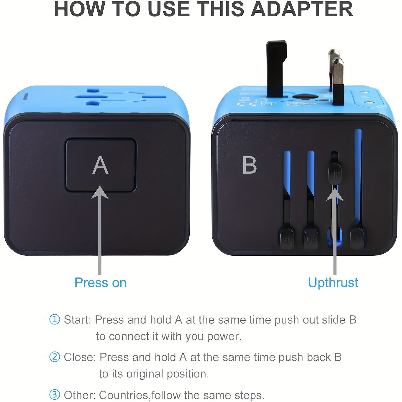 Travel Adapter with 4 USB Ports and Type-C – Global Charger with Fast Charging and Safety Features