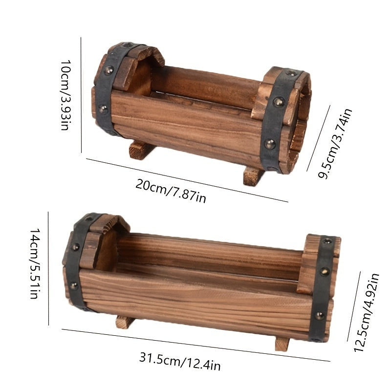 Vintage Wooden Planter Set – Sturdy Eye-Catcher for Indoor and Outdoor