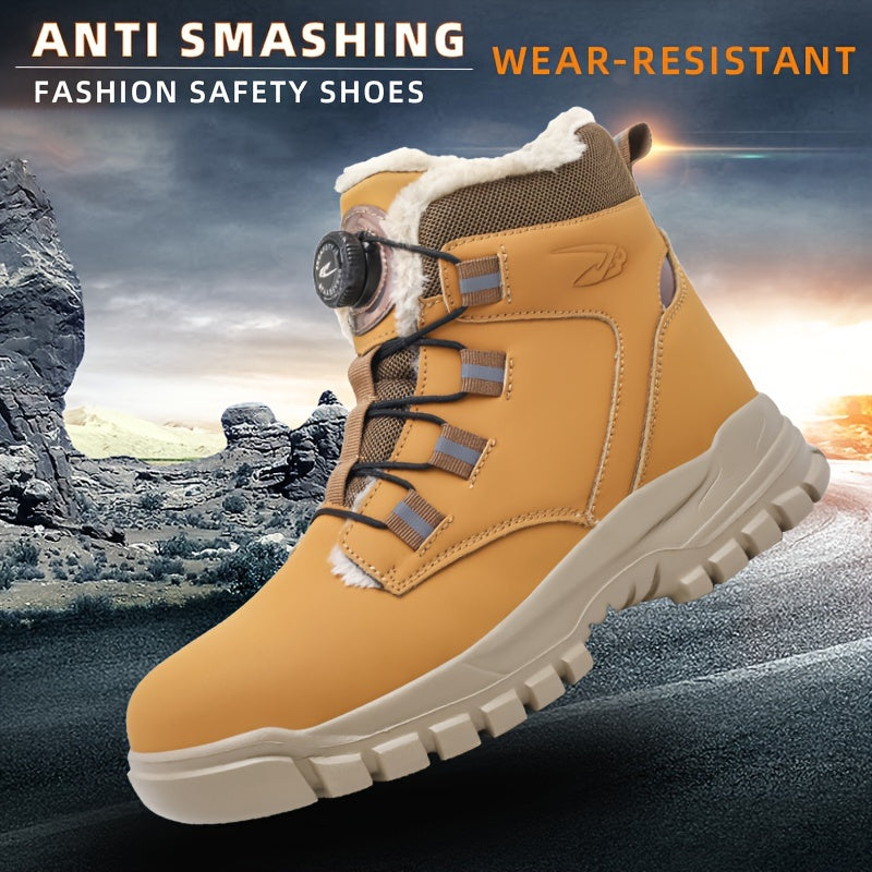 Safety Work Boots for Men with Steel Toes and Fleece – Durable and Puncture Resistant