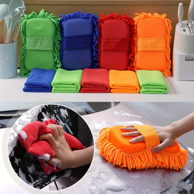 Microfiber Car Wash Set – Sponge and Towels for Radiant Results