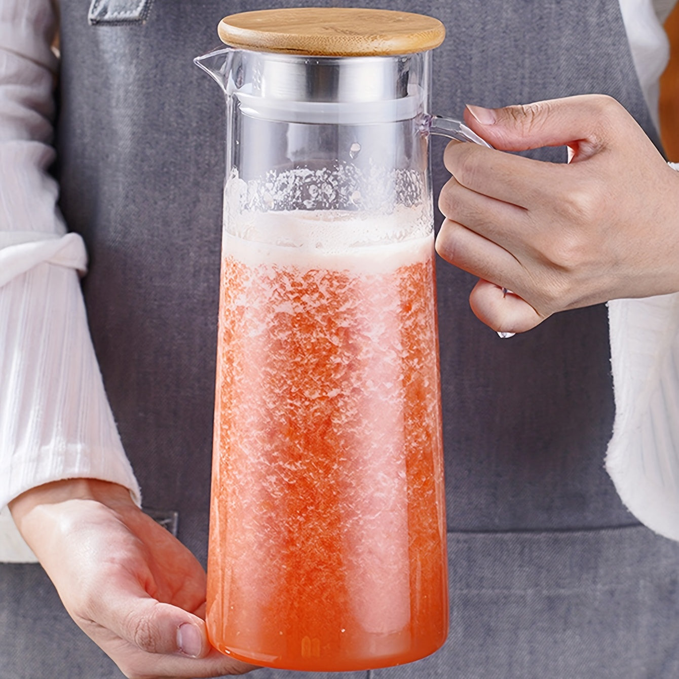 Glass Water Pitcher with Lid – Ideal for Juice, Bubble Tea, and Refreshing Summer Drinks