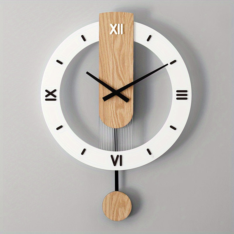 Creative Pendulum Wall Clock Made of Wood and Acrylic – Stylish and Silent Decoration