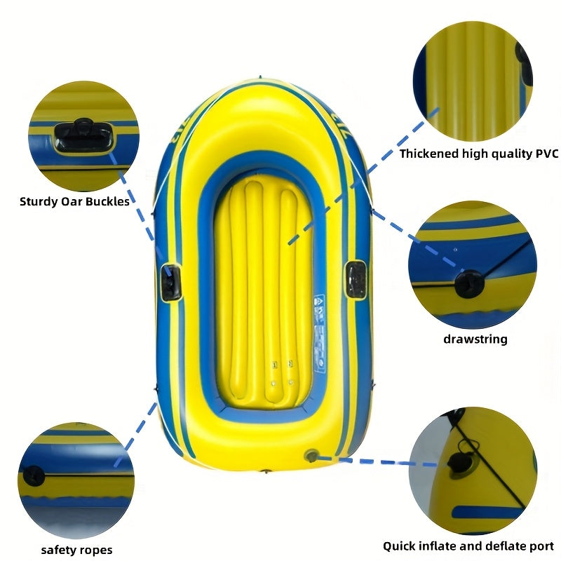 Inflatable Fishing Boat Set – Lightweight 2-Person PVC Boat with Oars