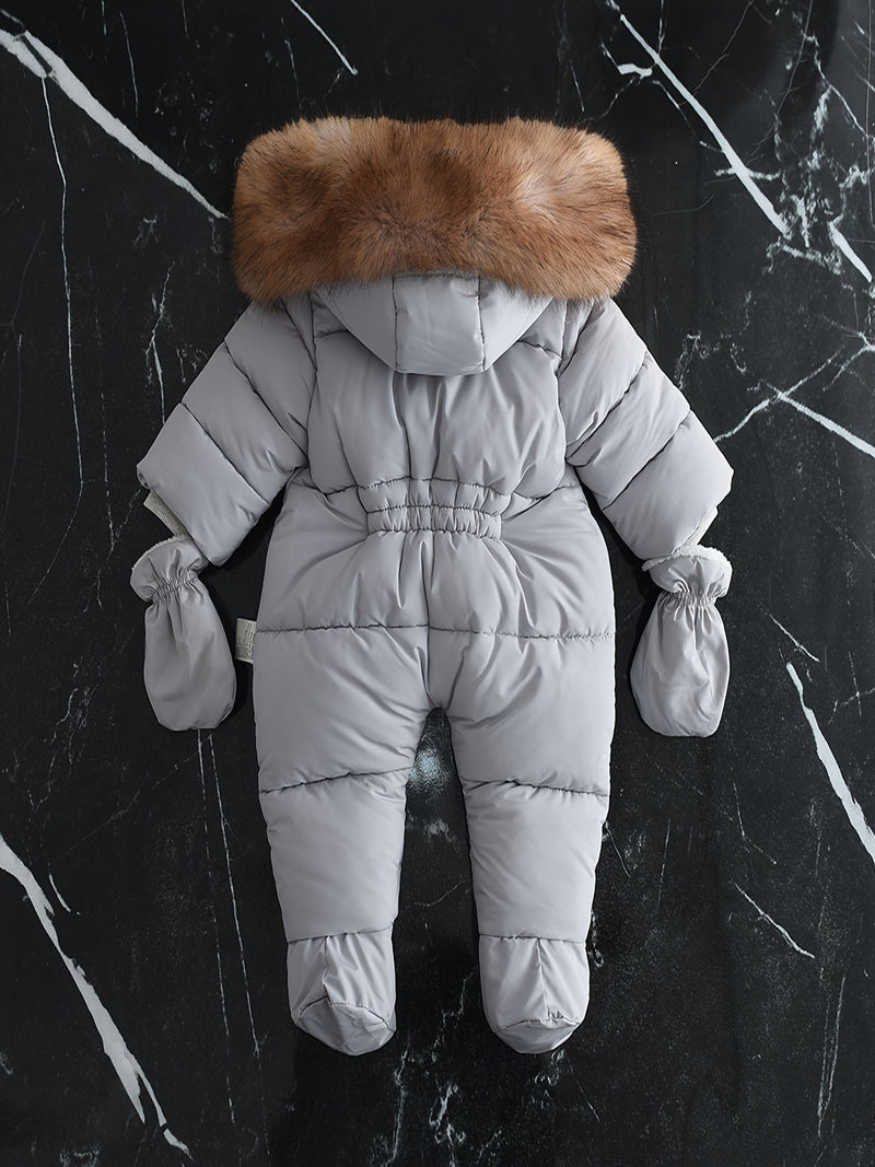 Frosty Baby Romper – Luxe Winter Jumpsuit with Hood for the Colder Months