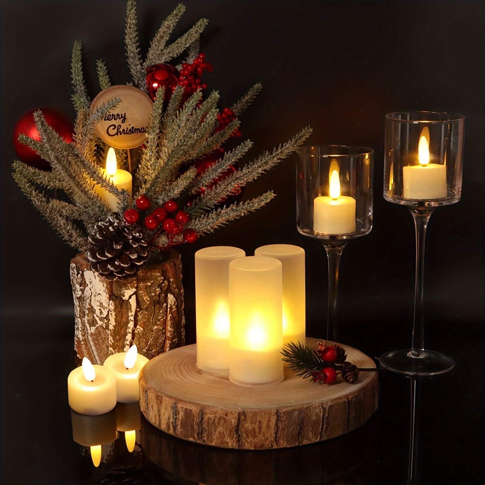Magical Flameless Tealights - Set with Remote Control and Dimmable Timer