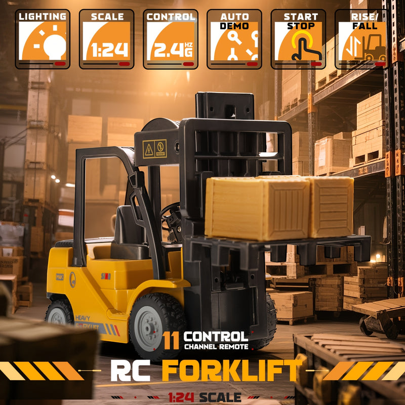 Heavy Duty Remote Control Forklift – 1:24 Scale with Lights & Trailer