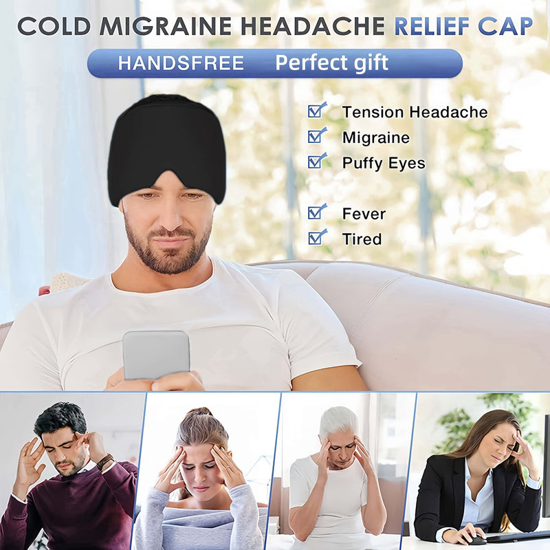 Migraine Hat with Cooling Gel – Cooling Headband for Relief from Migraine, Fever, and Fatigue