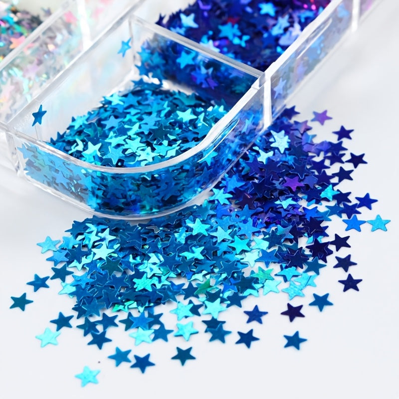 12 Colors Star Sequins – Glitter Sequins in Long Box for DIY and Scrapbooking
