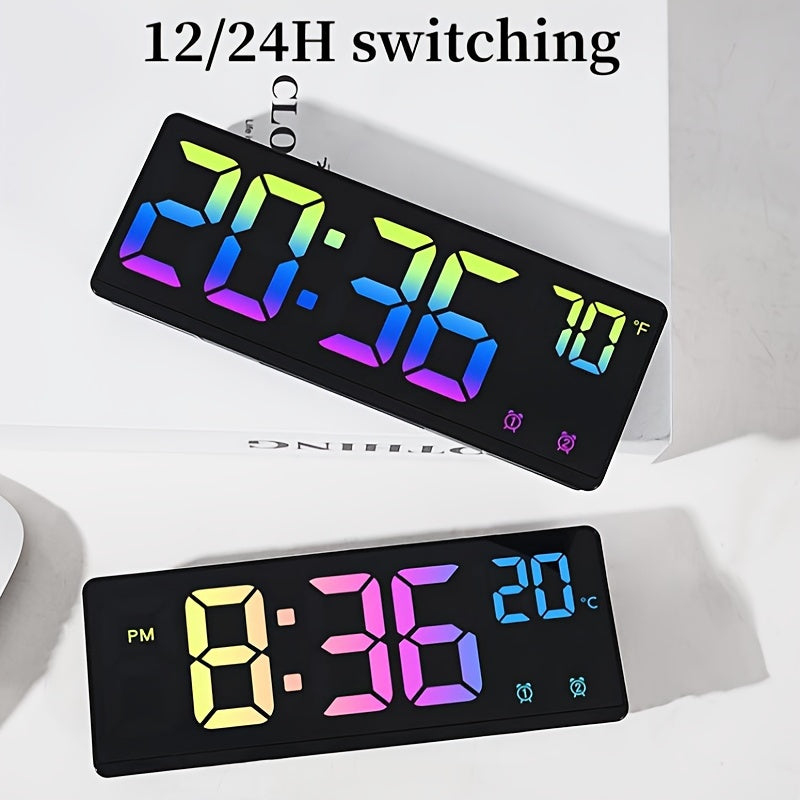 RGB Digital Alarm Clock – Voice-Controlled, Dual Alarm, and Temperature Display