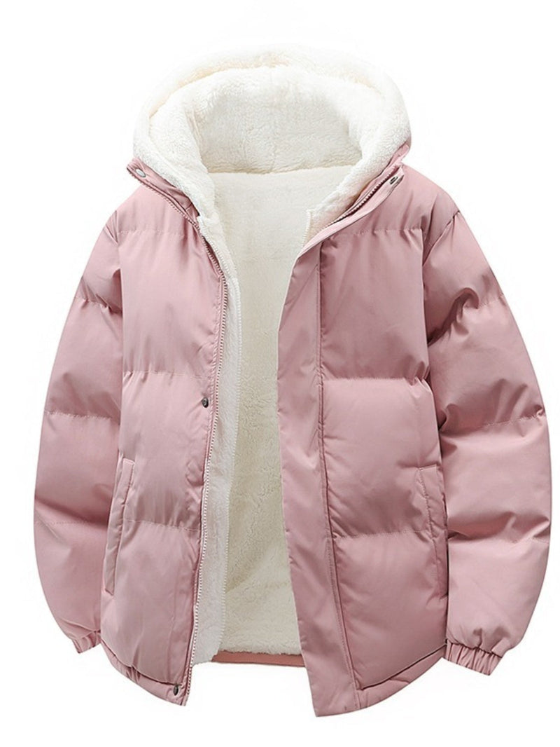 Padded Winter Coat with Teddy Lining and Hood – Casual Unisex Model