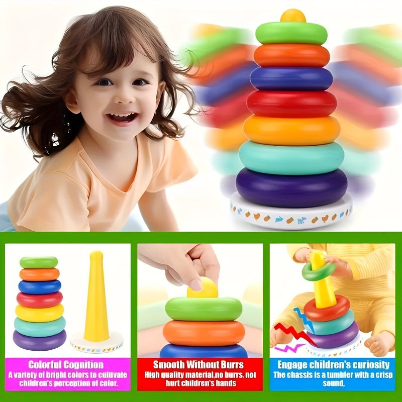 Educational Colorful Rainbow Stacking Tower – Enhance Color Recognition and Motor Skills