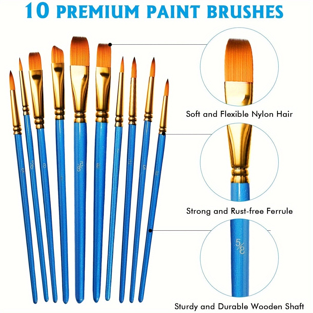 Acrylic Paint Set – 28 Pieces, Including 18 Colors of Acrylic Paint and 10 Brushes
