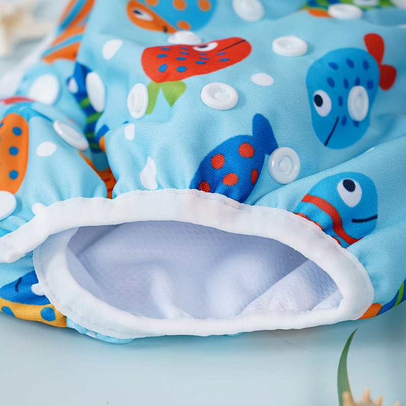 Adjustable Washable Swim Diaper for Babies – Leak-Proof with Fish Print
