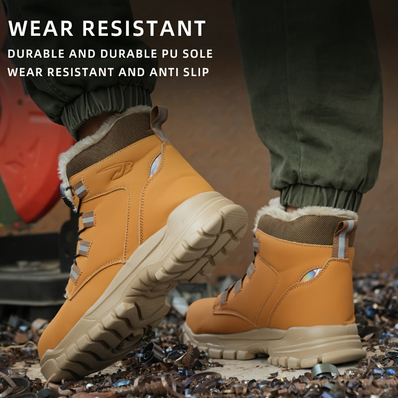 Safety Work Boots for Men with Steel Toes and Fleece – Durable and Puncture Resistant